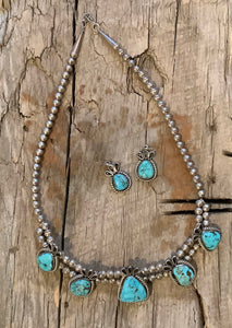 VO2 - Turquoise Mountain Sterling Silver Necklace set with Earrings by Vicki Orr Designs