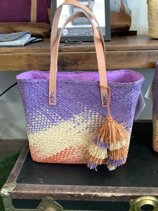 SB10 Holden Ombré Straw Handbag with tassel charm embellishment wisteria