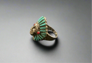 Rah165 Ring turquoise Indian head