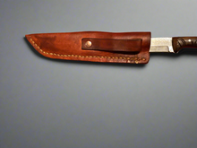 BH261 - marbled blade, dark wood carved handled