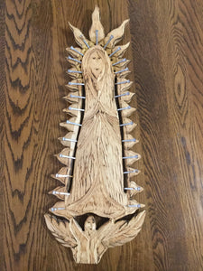 Virgin de Guadalupe - carved with antique 1920 nails - - Cerrillos Station | Fine Art Gallery, Native American Jewelry & Shop