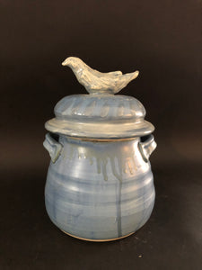 Bird Covered Jar by Barbara King, Blue, BK17 - Ceramic Sculptures - Cerrillos Station | Fine Art Gallery, Native American Jewelry & Shop