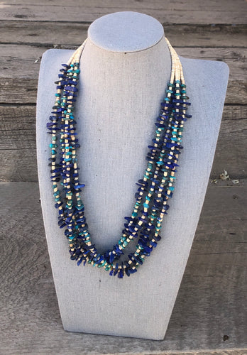 RG50 4 strand Lapis and Turquoise Necklace - Necklaces - Cerrillos Station | Fine Art Gallery, Native American Jewelry & Shop