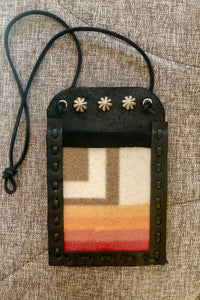 TM4, Leather Cell Phone Pouch with Pendleton fabric and 3 Silver Buttons