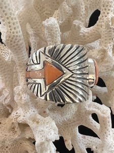 FL19 Pink Coral SS Ring Size 11