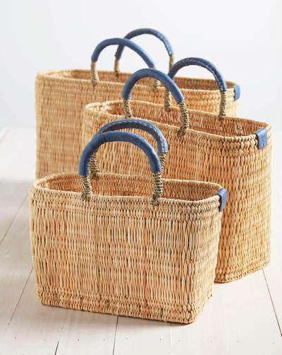 Handwoven Market Baskets For Home Décor Or Beach Days - MERSEA
