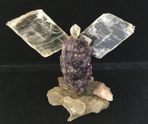 Amethyst, rose quartz, selanite angel with herkimer diamond Snell3 - Art - Cerrillos Station | Fine Art Gallery, Native American Jewelry & Shop