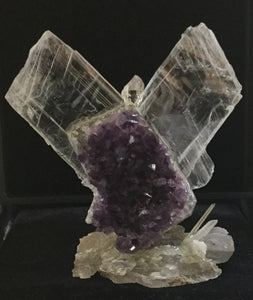 Amethyst, rose quartz, selanite angel with herkimer diamond Snell5 - Art - Cerrillos Station | Fine Art Gallery, Native American Jewelry & Shop