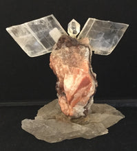 Tricalcite, selanite crystal angel with herkimer diamond Snell2 - Art - Cerrillos Station | Fine Art Gallery, Native American Jewelry & Shop
